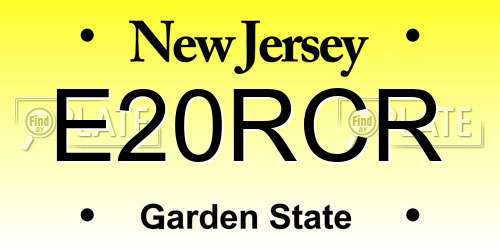 E20RCR New Jersey License Plate