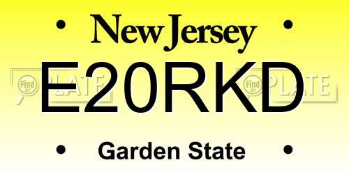E20RKD New Jersey License Plate