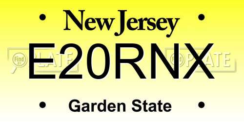 E20RNX New Jersey License Plate