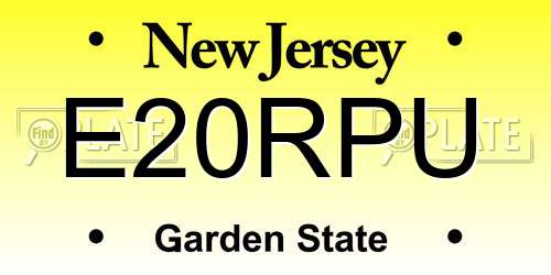 E20RPU New Jersey License Plate