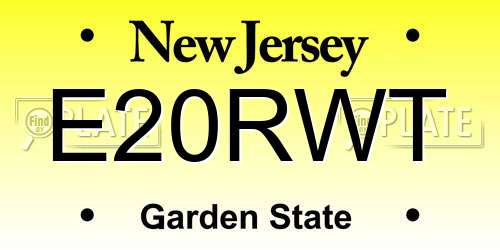 E20RWT New Jersey License Plate