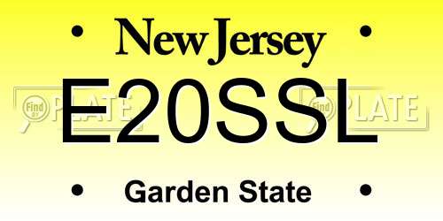 E20SSL New Jersey License Plate