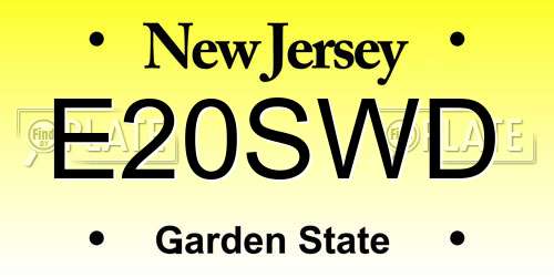 E20SWD New Jersey License Plate