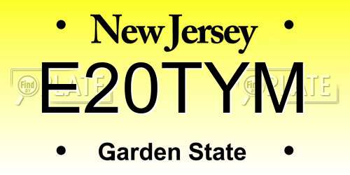 E20TYM New Jersey License Plate