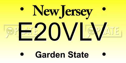 E20VLV New Jersey License Plate