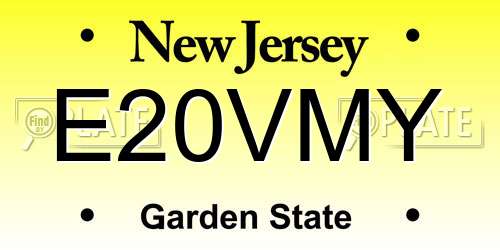 E20VMY New Jersey License Plate