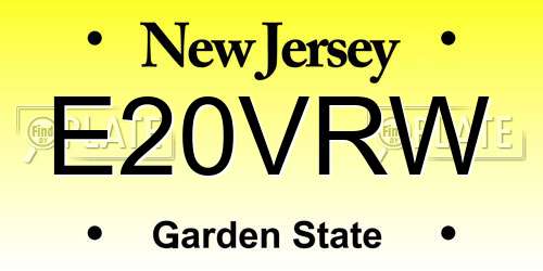E20VRW New Jersey License Plate