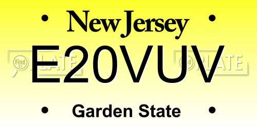 E20VUV New Jersey License Plate