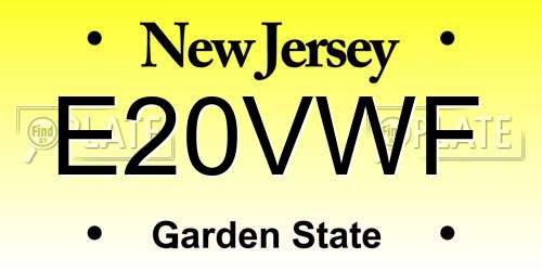 E20VWF New Jersey License Plate