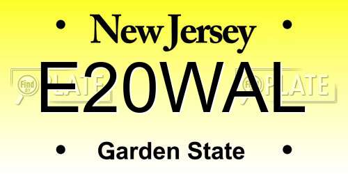 E20WAL New Jersey License Plate