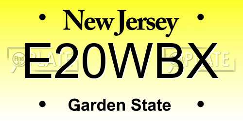 E20WBX New Jersey License Plate
