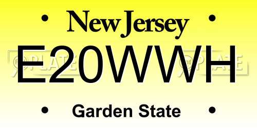 E20WWH New Jersey License Plate