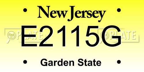 E2115G New Jersey License Plate