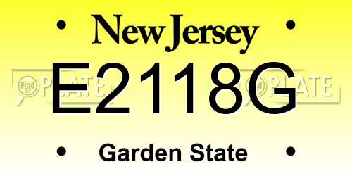 E2118G New Jersey License Plate