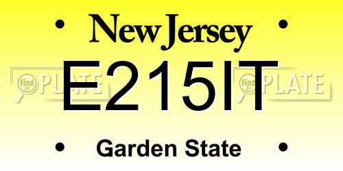 E215IT New Jersey License Plate