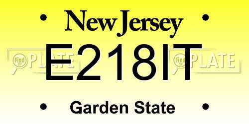 E218IT New Jersey License Plate