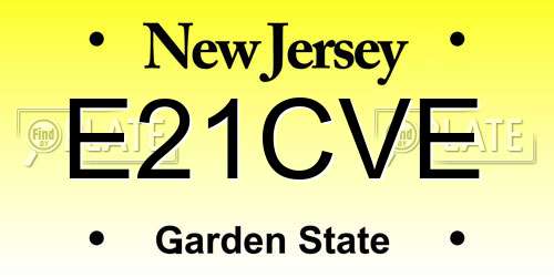E21CVE New Jersey License Plate