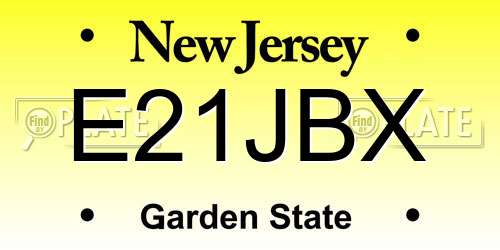 E21JBX New Jersey License Plate