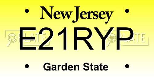E21RYP New Jersey License Plate