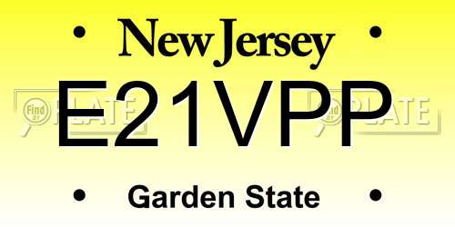 E21VPP New Jersey License Plate