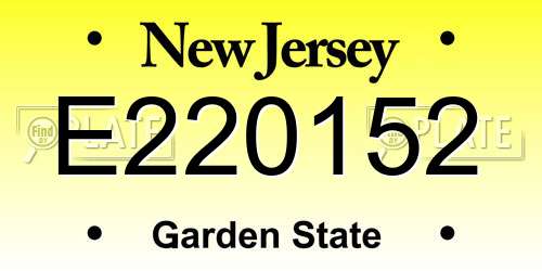 E220152 New Jersey License Plate