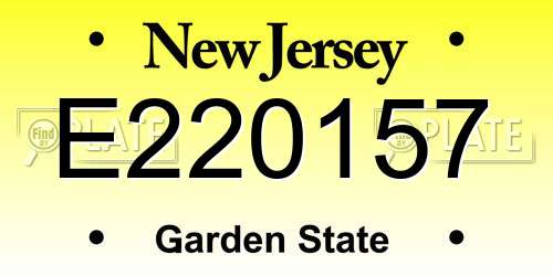 E220157 New Jersey License Plate