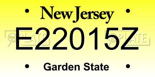 E22015Z New Jersey License Plate