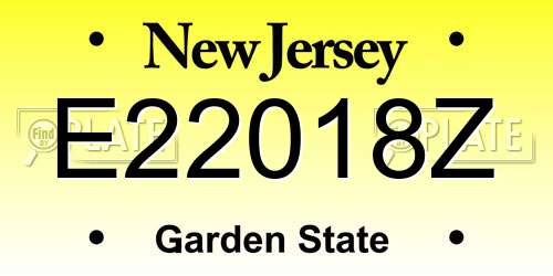E22018Z New Jersey License Plate