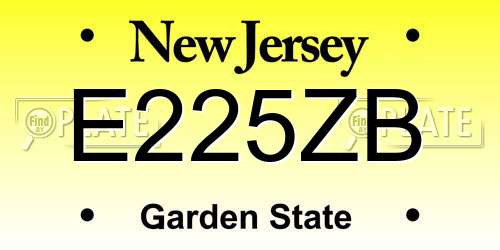 E225ZB New Jersey License Plate