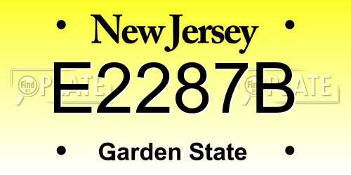 E2287B New Jersey License Plate