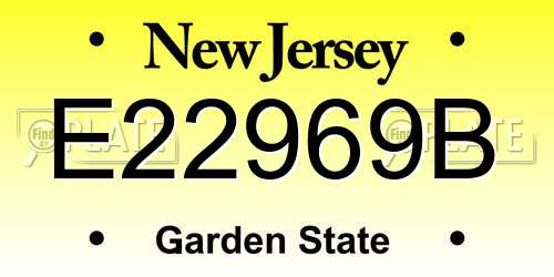 E22969B New Jersey License Plate