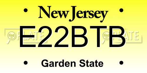 E22BTB New Jersey License Plate
