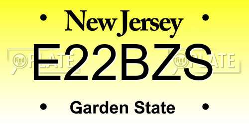 E22BZS New Jersey License Plate