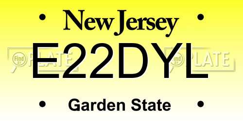 E22DYL New Jersey License Plate