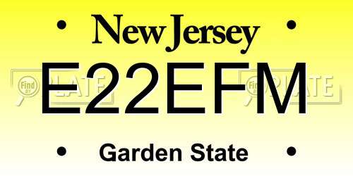E22EFM New Jersey License Plate