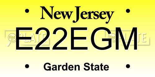 E22EGM New Jersey License Plate