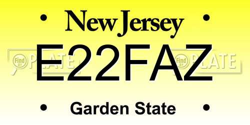 E22FAZ New Jersey License Plate