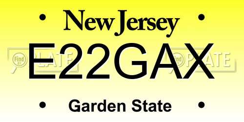 E22GAX New Jersey License Plate