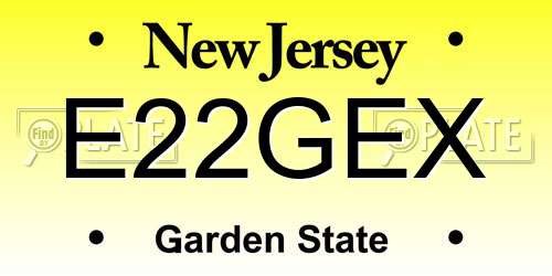 E22GEX New Jersey License Plate