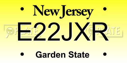 E22JXR New Jersey License Plate