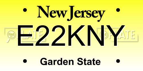 E22KNY New Jersey License Plate