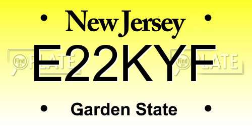 E22KYF New Jersey License Plate