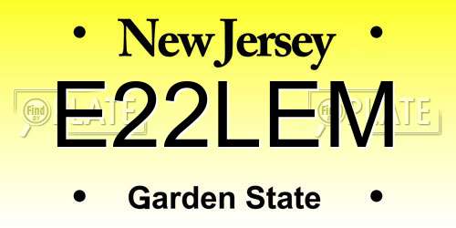 E22LEM New Jersey License Plate