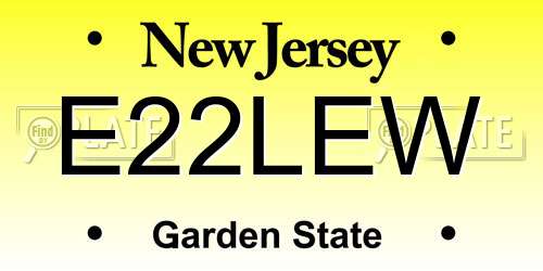 E22LEW New Jersey License Plate