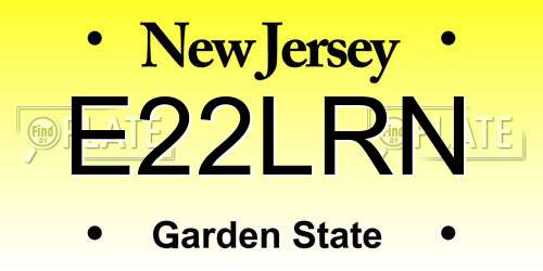 E22LRN New Jersey License Plate