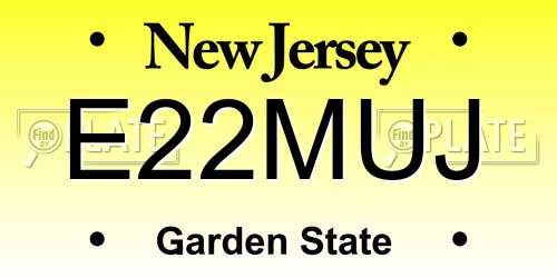 E22MUJ New Jersey License Plate