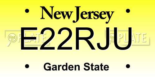 E22RJU New Jersey License Plate
