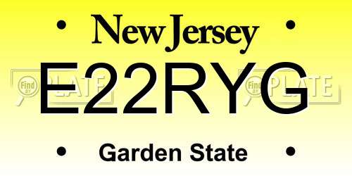 E22RYG New Jersey License Plate
