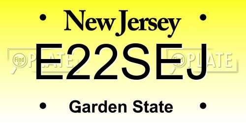 E22SEJ New Jersey License Plate