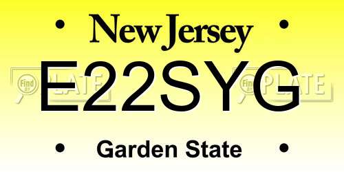E22SYG New Jersey License Plate